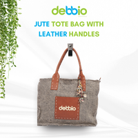 Jute Tote Bag with Leather Handles