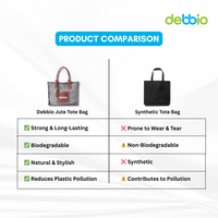 Jute Tote Bag with Leather Handles