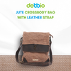 Jute Crossbody Bag with Leather Strap