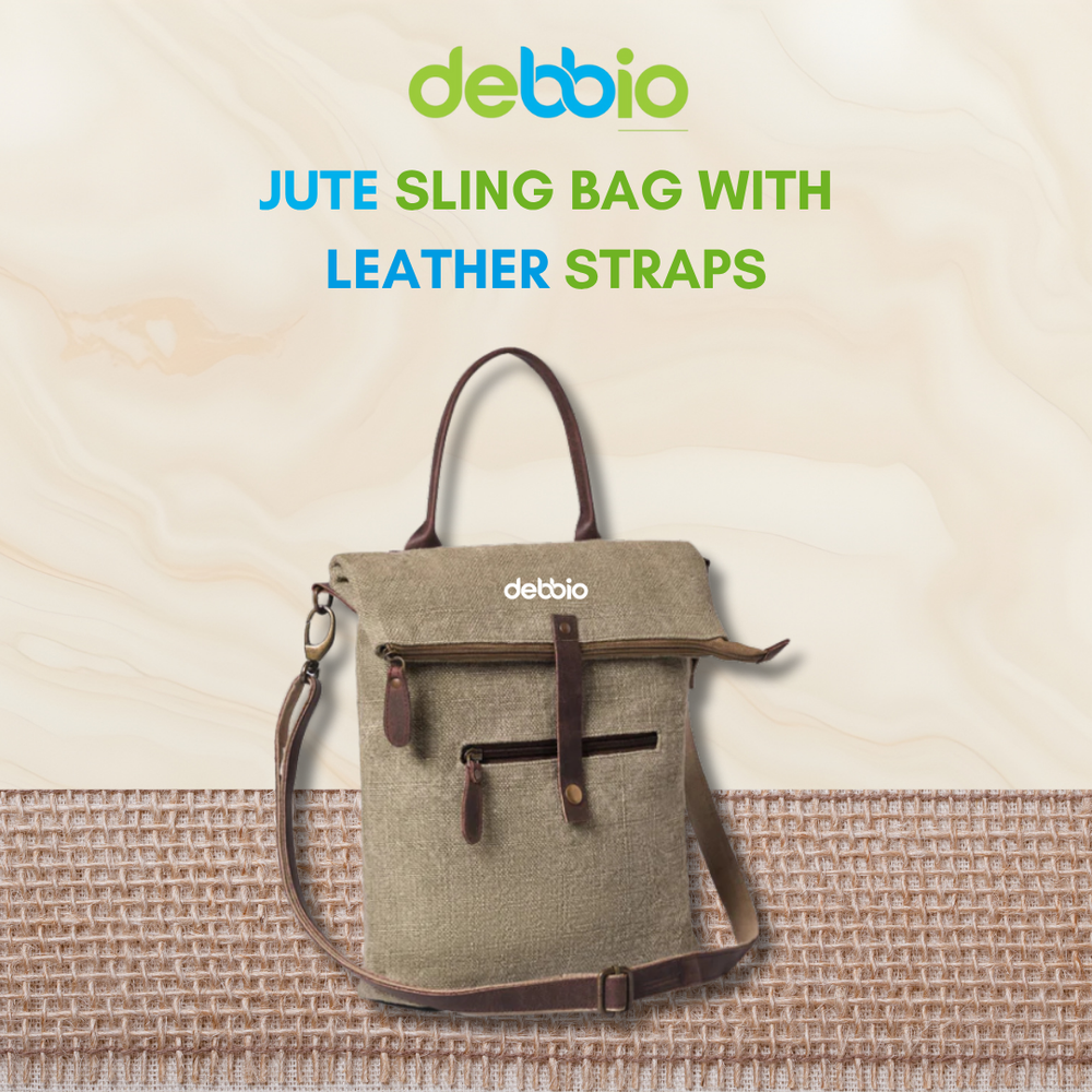 Jute Sling Bag with Leather Straps