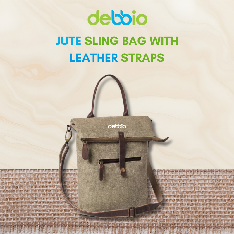 Jute Sling Bag with Leather Straps