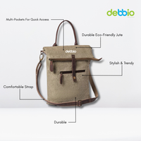 Jute Sling Bag with Leather Straps