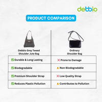 Grey Tweed Shoulder Jute Bag for Women