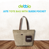 Jute Tote Bag with Suede Pocket