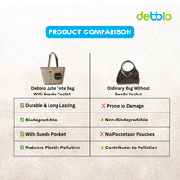 Jute Tote Bag with Suede Pocket