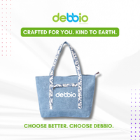 Stylish Blue Jute Tote Bag with Printed Handles